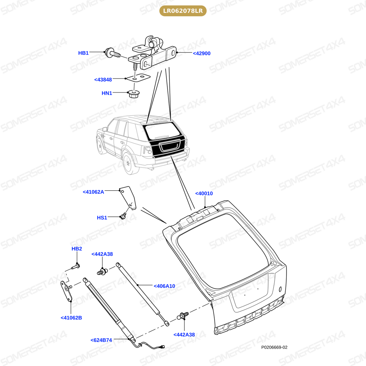 LR062078LR GENUINE LAND ROVER - STRUT - TAILGATE
