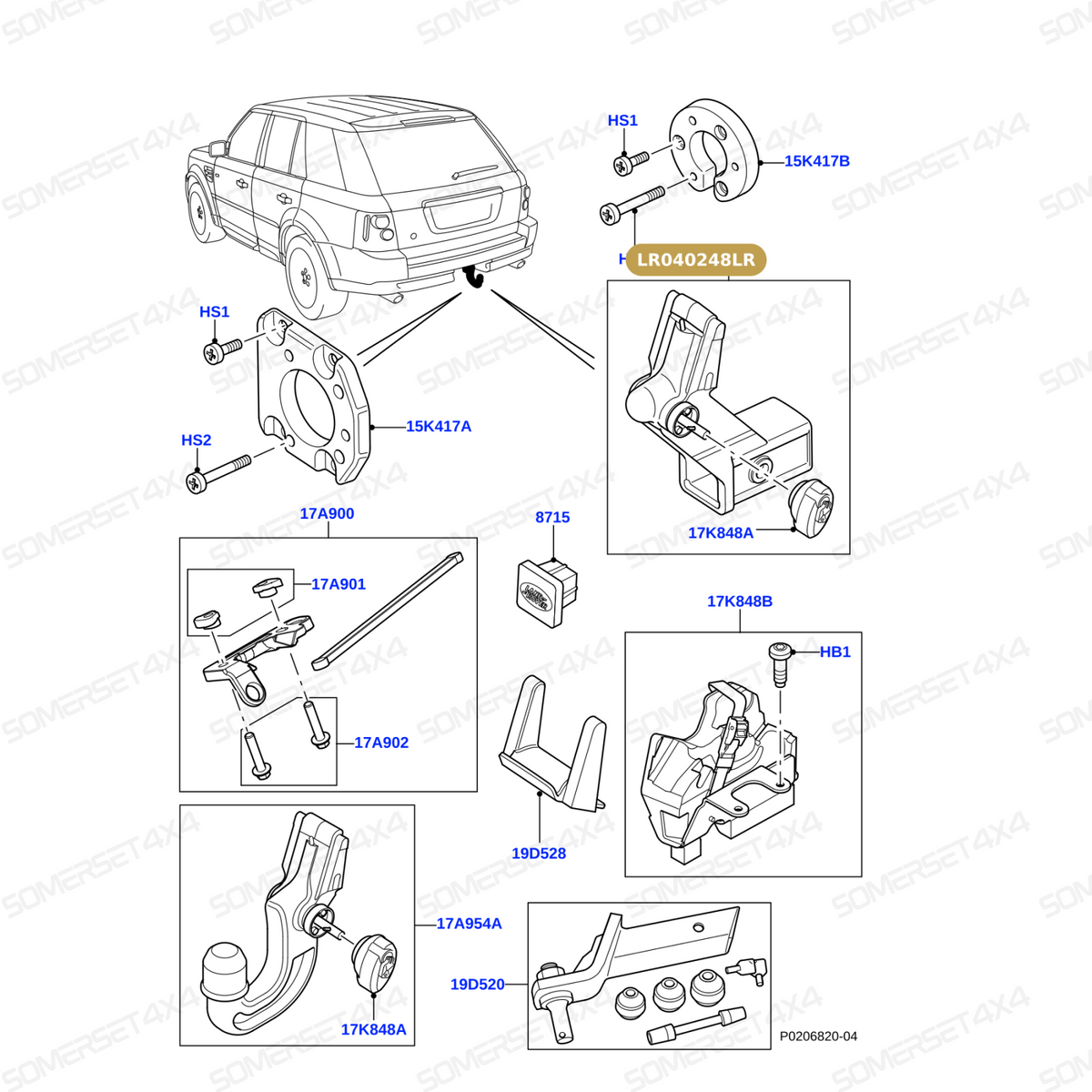 LR040248LR GENUINE LAND ROVER - HOOK - TOWING - REAR