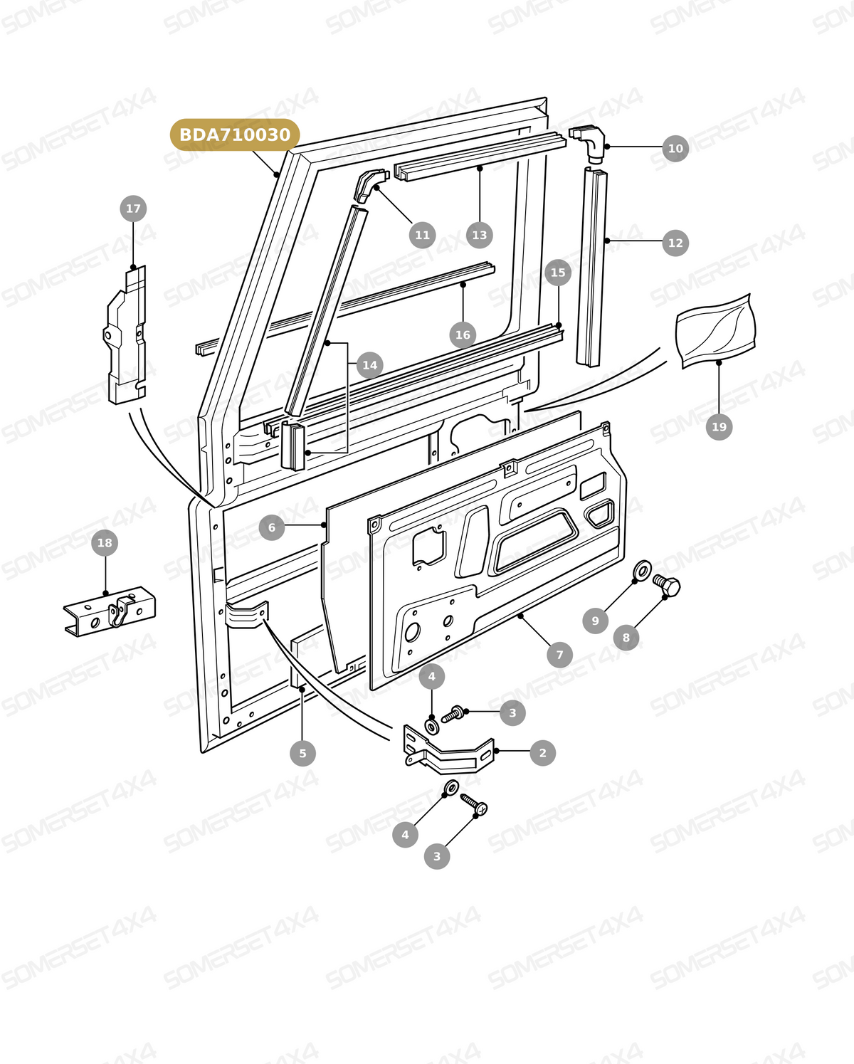 BDA710020 LAND ROVER - DOOR ASSY - FRONT - RH - FITS From PR2 ALLMAKES OE