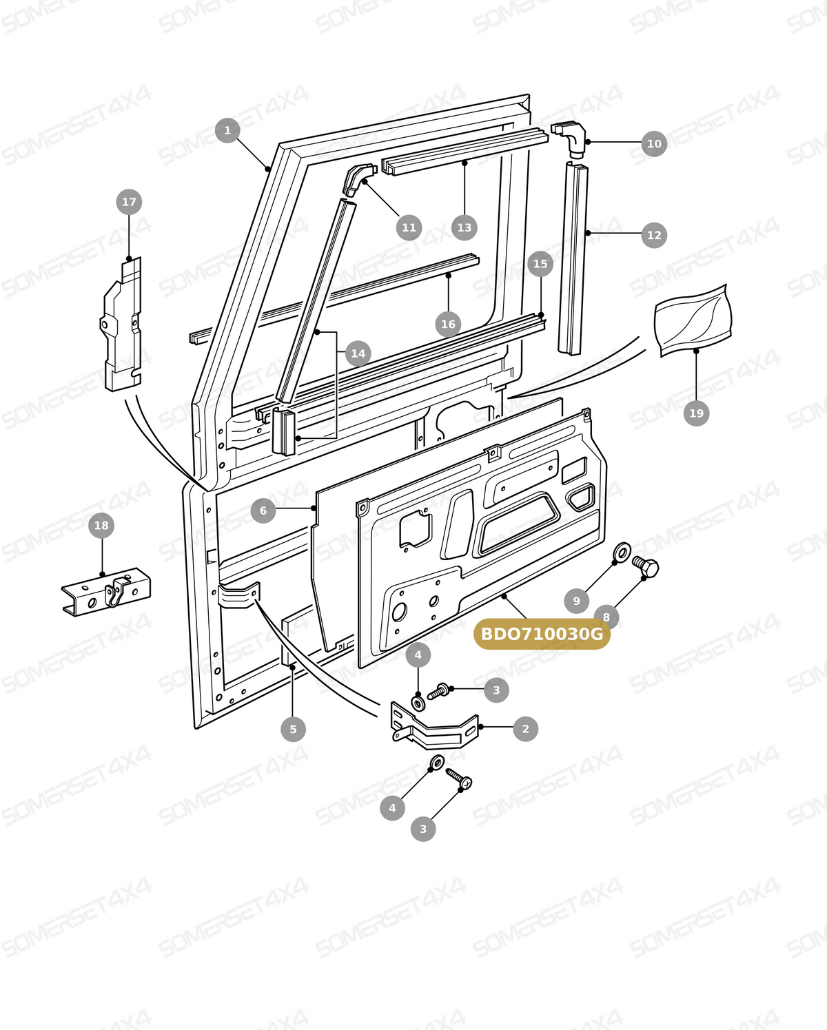 BDO710030G LAND ROVER - PANEL-ASSY DOOR LOWER From PR2 ALLMAKES OE