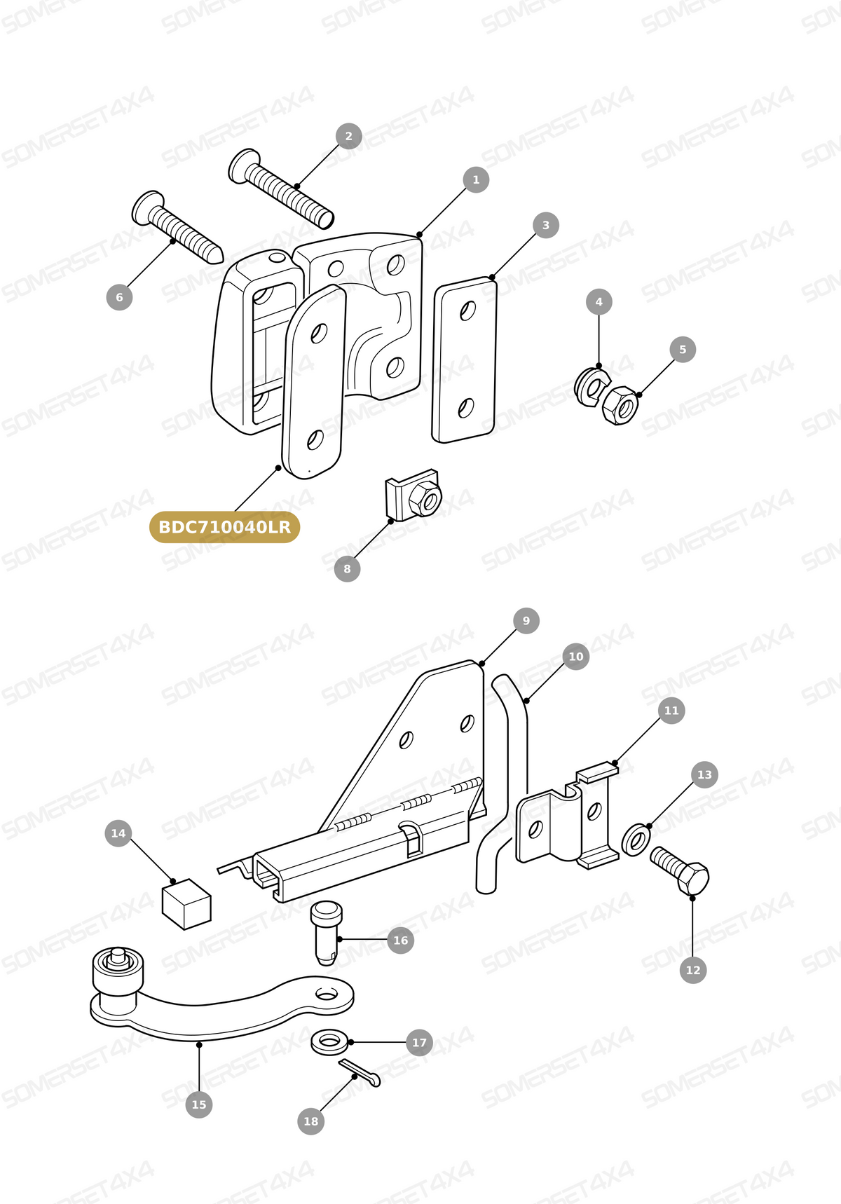 BDC710040LR GENUINE LAND ROVER - SPACER - HINGE