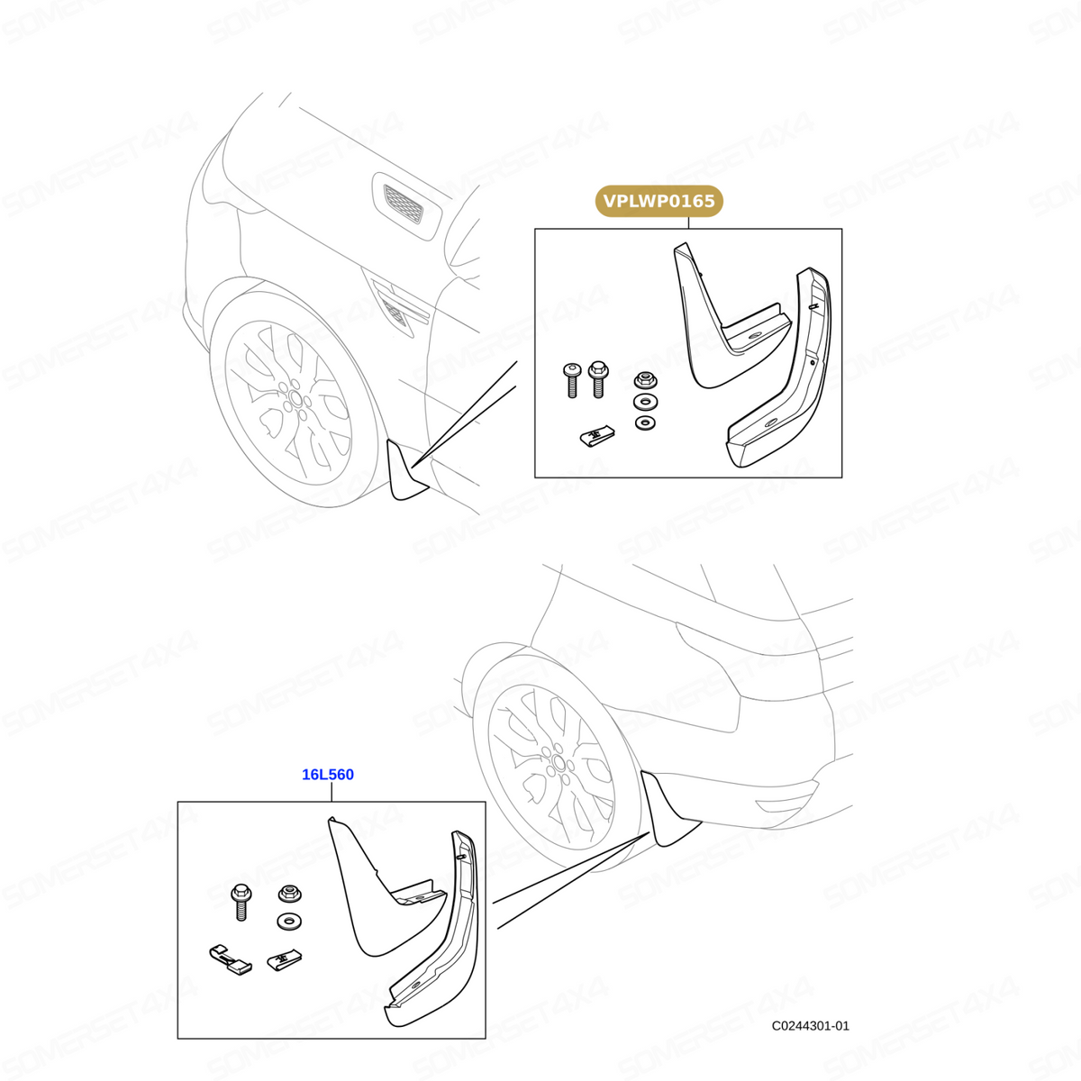 VPLWP0165 LAND ROVER - MUD FLAPS - FRONT - RRS - 2014 ONWARDS From TERRAFIRMA
