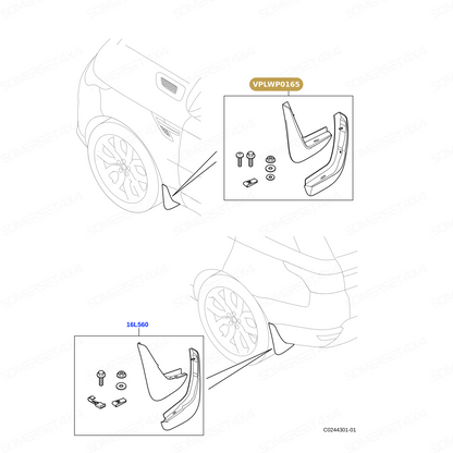 VPLWP0165 LAND ROVER - MUD FLAPS - FRONT - RRS - 2014 ONWARDS From TERRAFIRMA