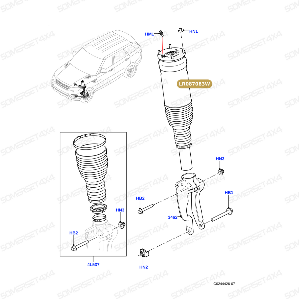 LR087083W LAND ROVER - MACPHERSON STRUT RH RR SPORT 14> From BWI