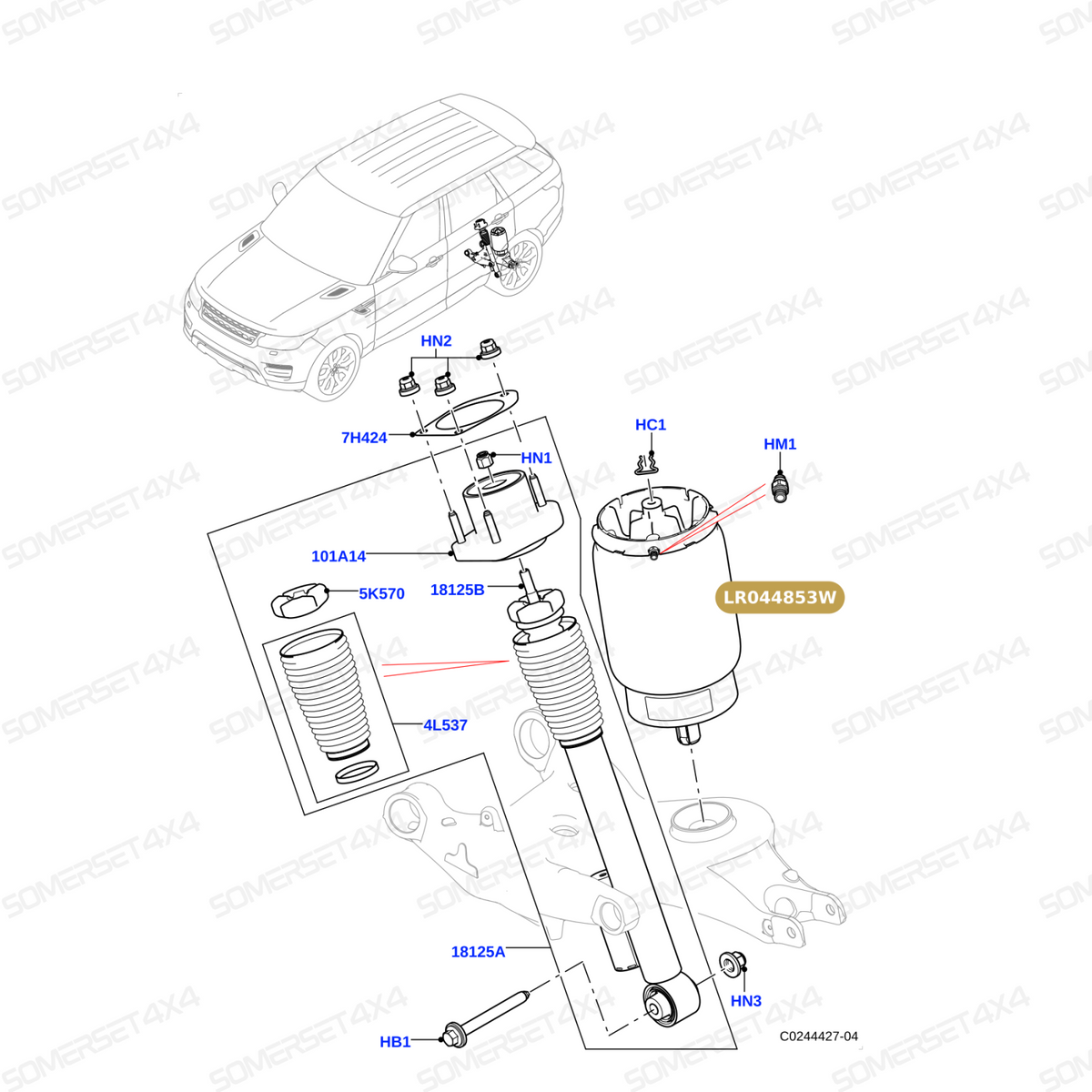 LR044853W LAND ROVER - AIR SPRING - REAR - RH From BWI