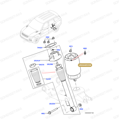 LR044853W LAND ROVER - AIR SPRING - REAR - RH From BWI