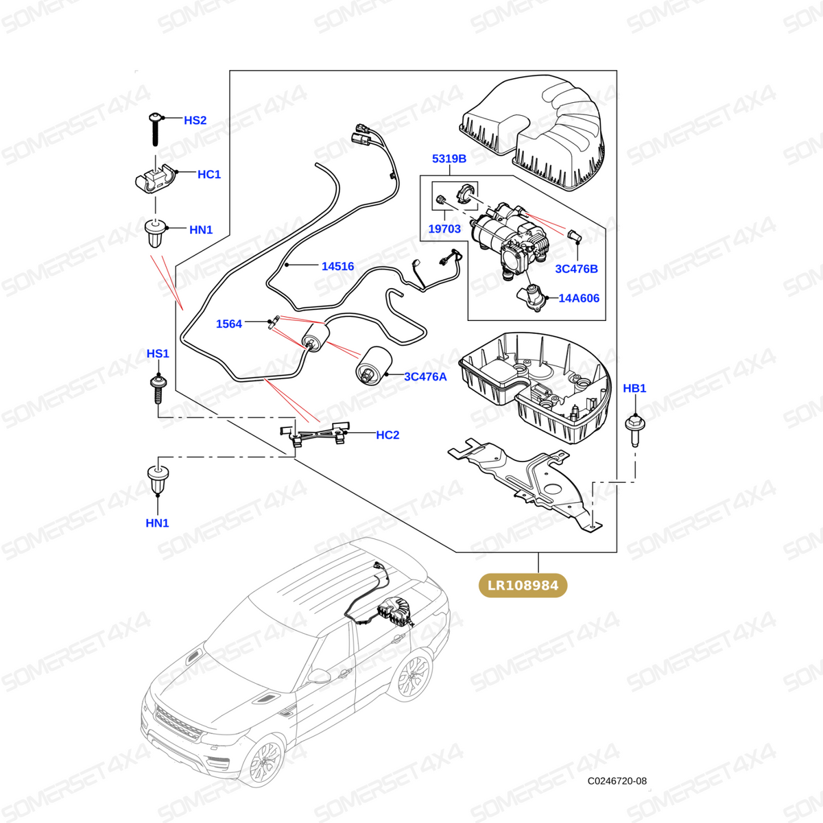 LR108984 LAND ROVER - COMPRESSOR - SUSPENSION LEVELLING From ALLMAKES