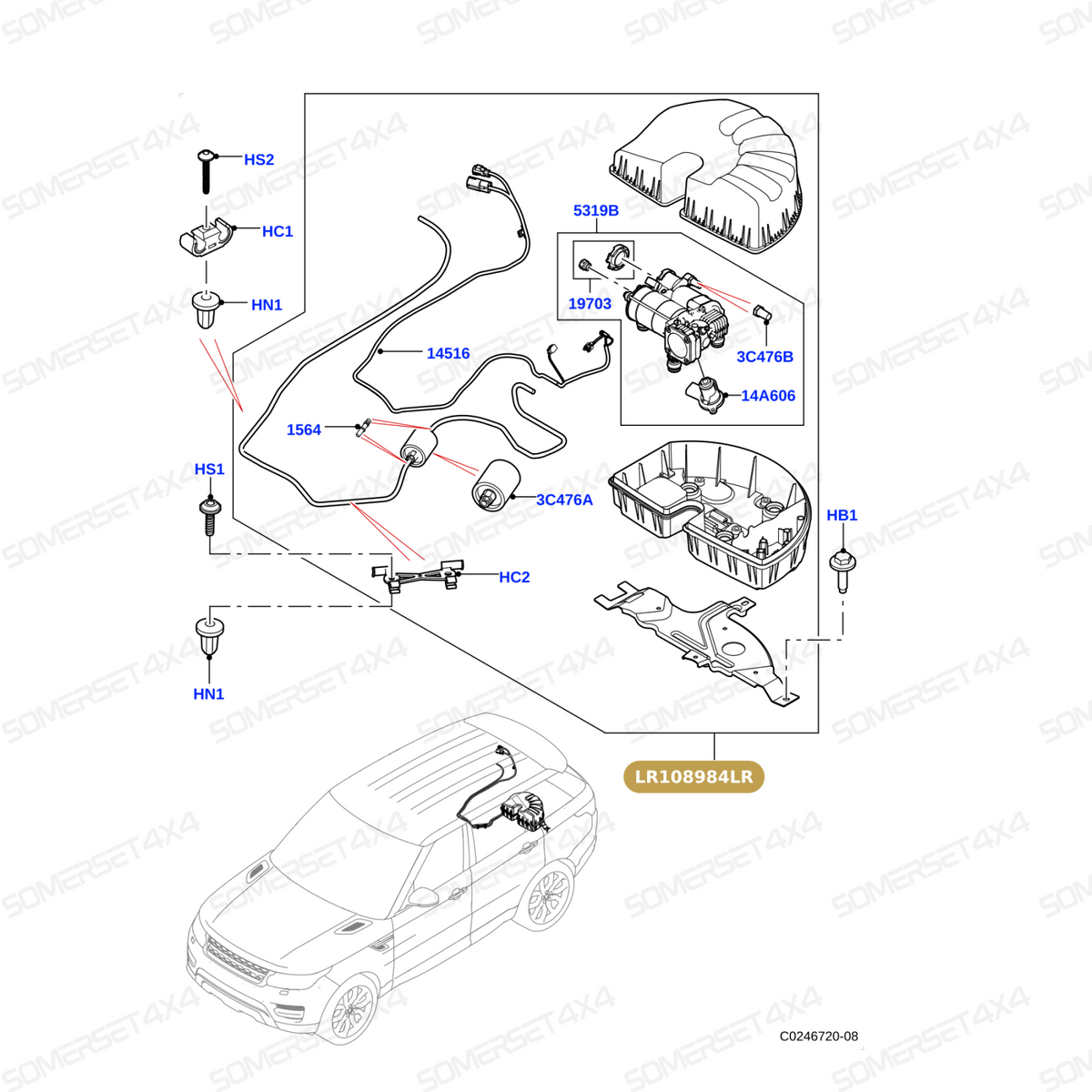 LR108984LR GENUINE LAND ROVER - COMPRESSOR - SUSPENSION LEVELLING