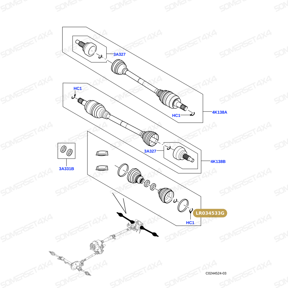LR034533G LAND ROVER - KIT BOOT REAR - RR L405 From GKN