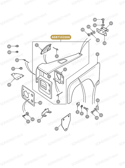 ASB710200G LAND ROVER - FENDER ASSY - FRONT From PR2 ALLMAKES OE