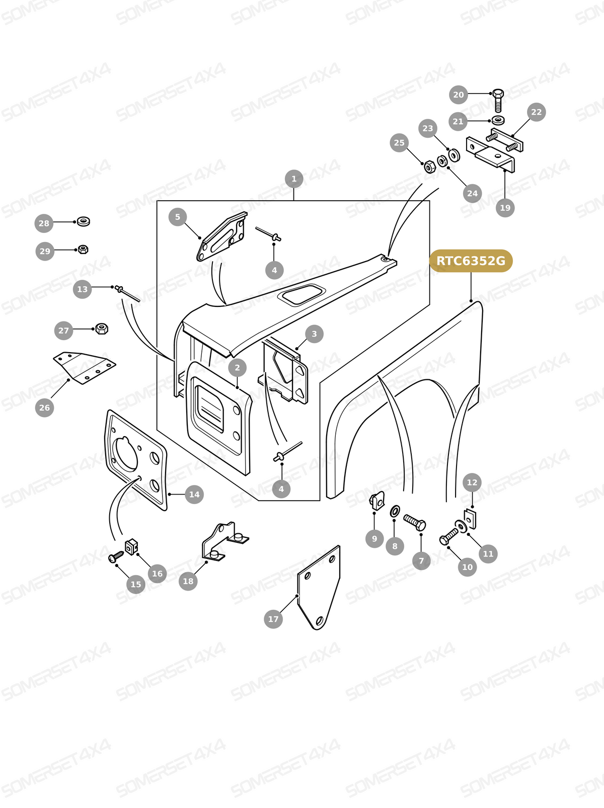 RTC6352G LAND ROVER - 90/110 N/S OUTER WING FRT From PR2 ALLMAKES OE