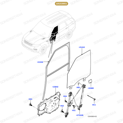 LR153951 LAND ROVER - REGULATOR ONLY-WINDOW-FRONT-RH L494 From LIFT SYSTEMS
