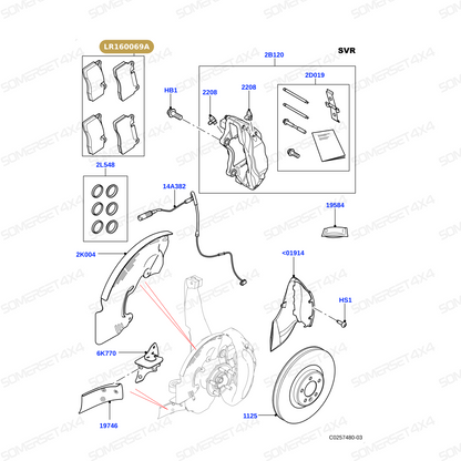 LR160069A LAND ROVER - BRAKE PAD SET-FRONT L405;L494 From ATE