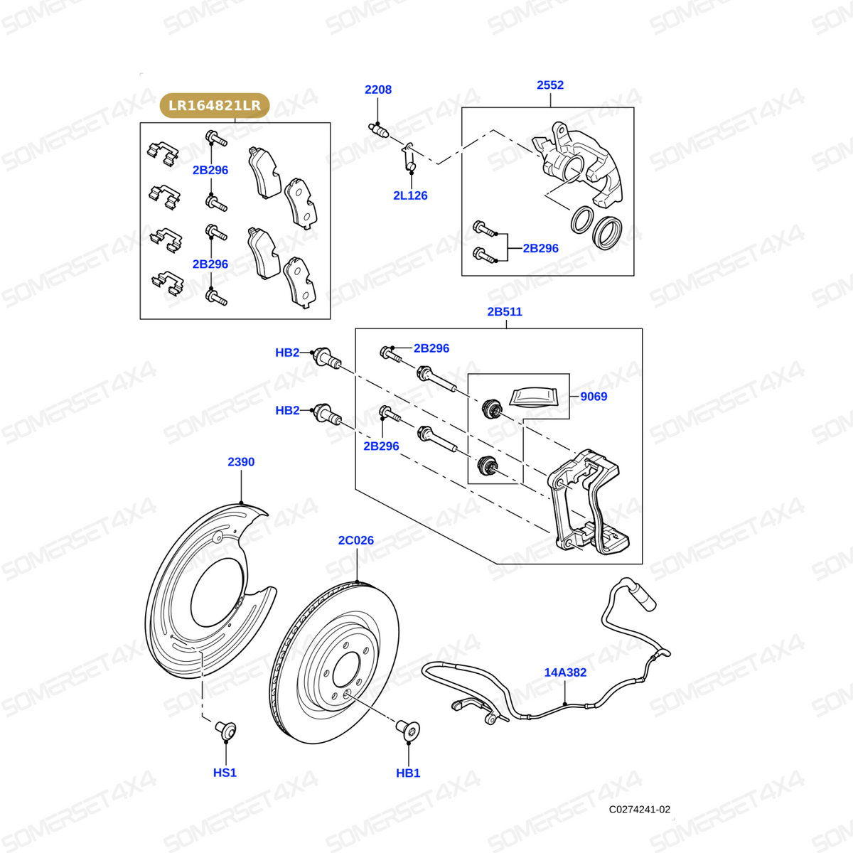 LR164821LR GENUINE LAND ROVER - KIT - CALIPER BRAKE PAD
