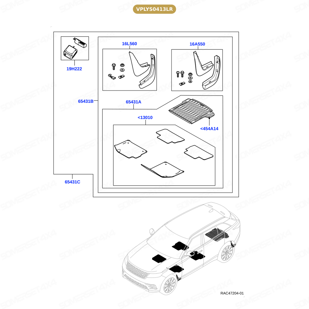 VPLYS0413LR GENUINE LAND ROVER - MATS - FLOOR - RUBBER - SET