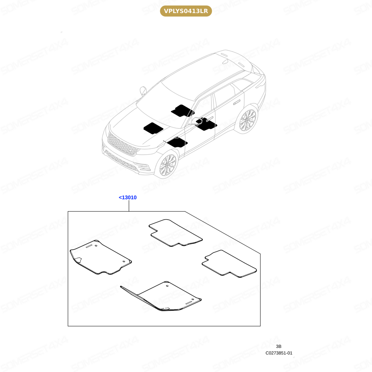 VPLYS0413LR GENUINE LAND ROVER - MATS - FLOOR - RUBBER - SET