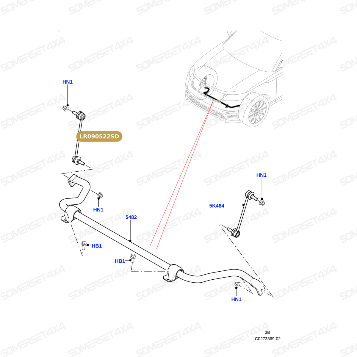 LR090522SD LAND ROVER - LINK-ANTI ROLL BAR-FRONT From SIDEM