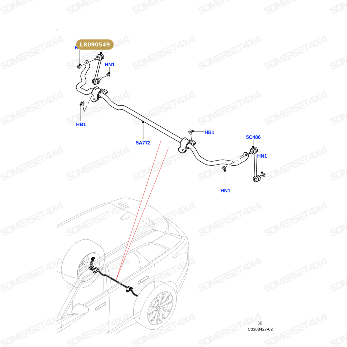 LR090549 LAND ROVER - LINK-ANTI ROLL BAR-REAR L560 From SIDEM