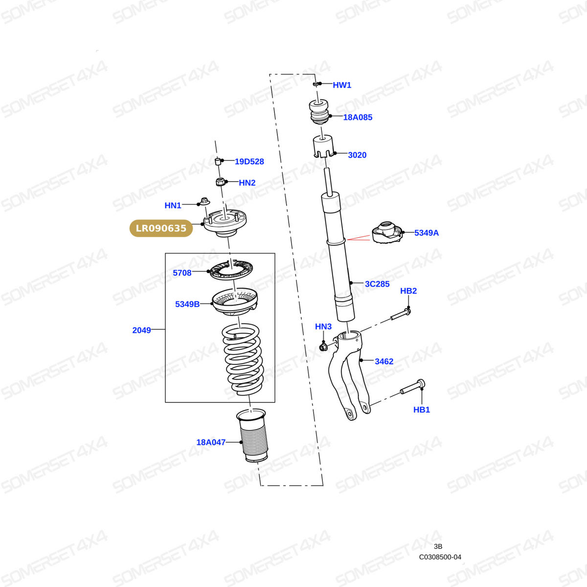 LR090635 LAND ROVER - MOUNTING - SHOCK ABSORBER From ALLMAKES