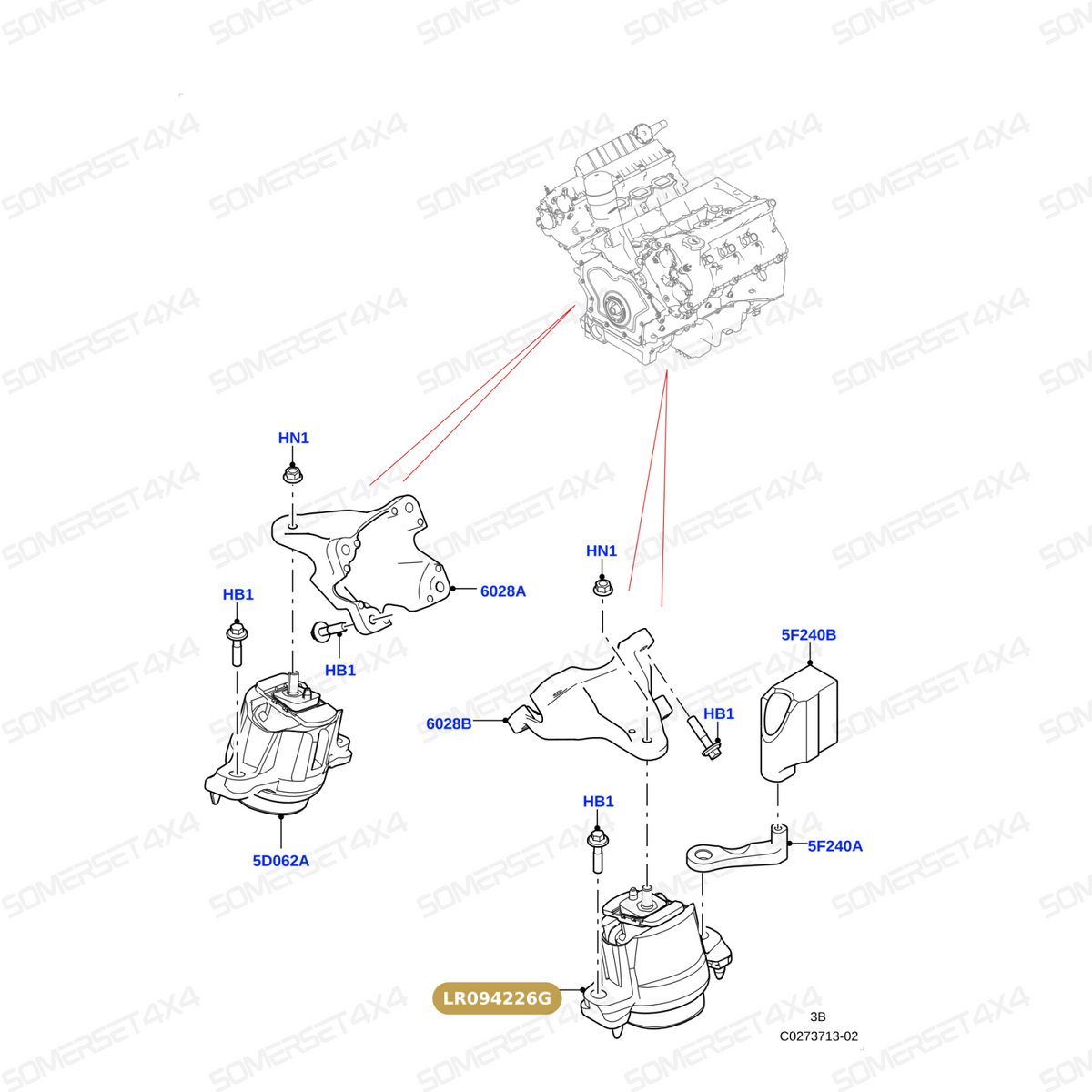LR094226G LAND ROVER - BRACKET - ENGINE MOUNTING From PR2 ALLMAKES OE