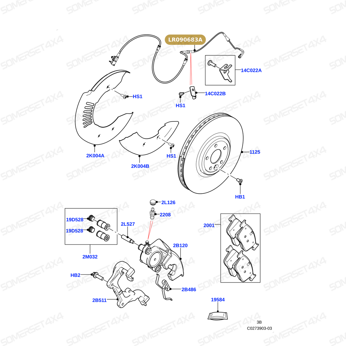 LR090683A LAND ROVER - SENSOR-BRAKE WEAR-FRONT L560 From AUTOTEC
