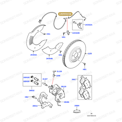 LR090683A LAND ROVER - SENSOR-BRAKE WEAR-FRONT L560 From AUTOTEC