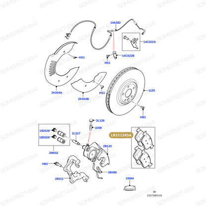 LR111385A LAND ROVER - BRAKE PAD SET-FRONT (+R DYNAMIC) L560 From ATE