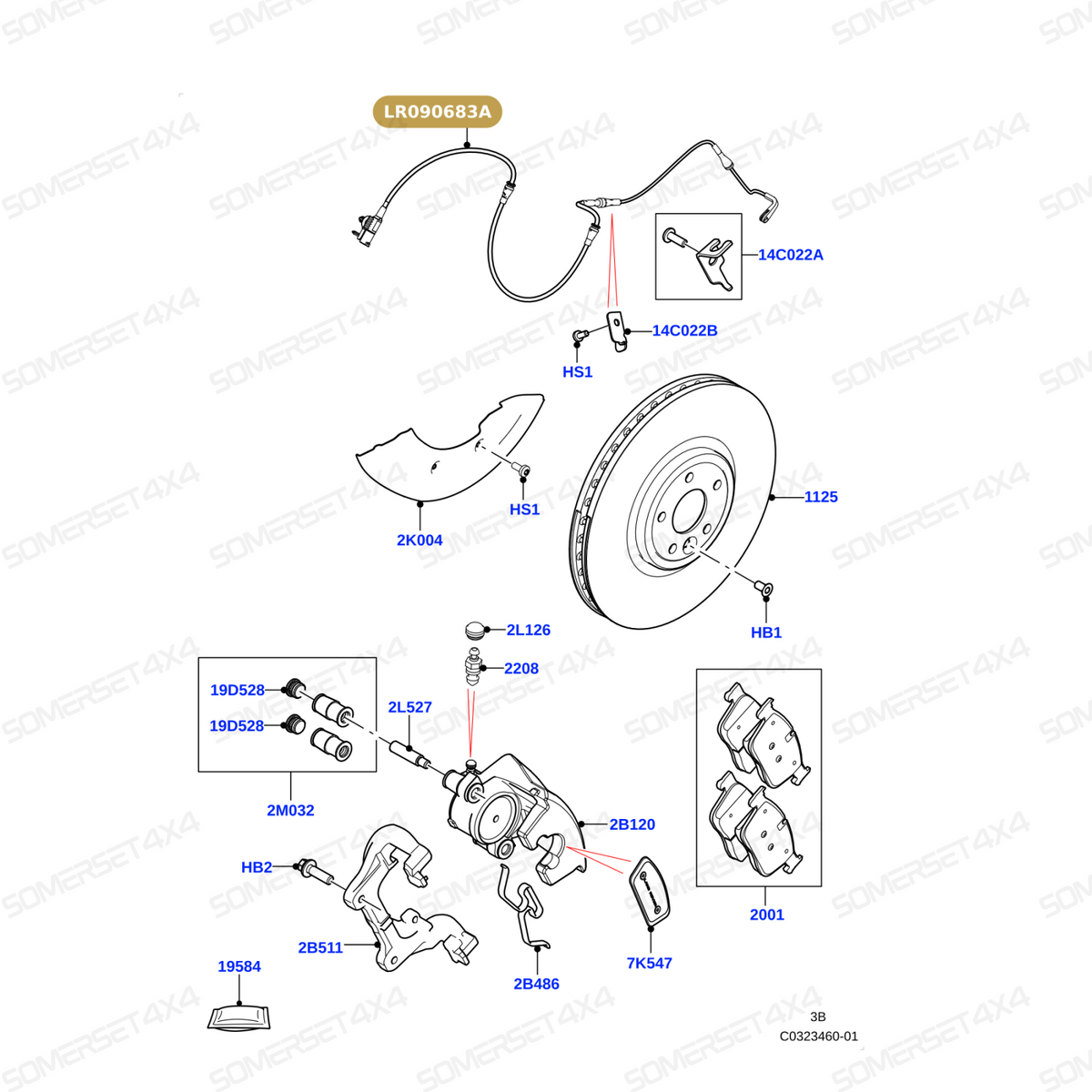LR090683A LAND ROVER - SENSOR-BRAKE WEAR-FRONT L560 From AUTOTEC