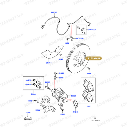 LR161916BR LAND ROVER - DISC - BRAKE From BREMBO