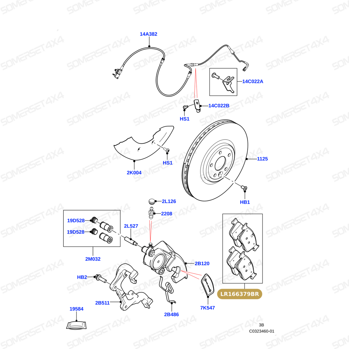 LR166379BR LAND ROVER - BRAKE PADS - LESS SPRINGS From BREMBO