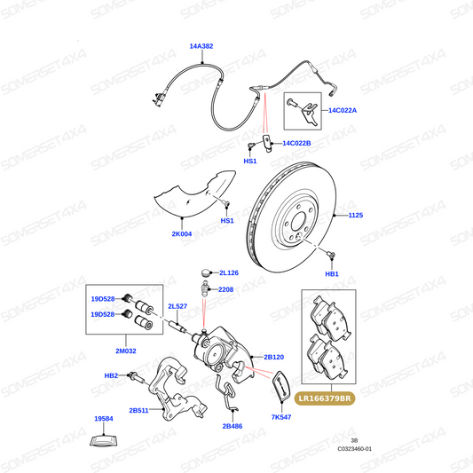 LR166379BR LAND ROVER - BRAKE PADS - LESS SPRINGS From BREMBO