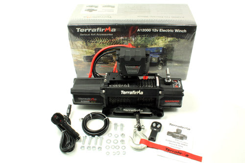 TF3301 LAND ROVER - TERRAFIRMA LAND ROVER - A12000 12000lb 12v winch with synthetic rope & wireless remote control