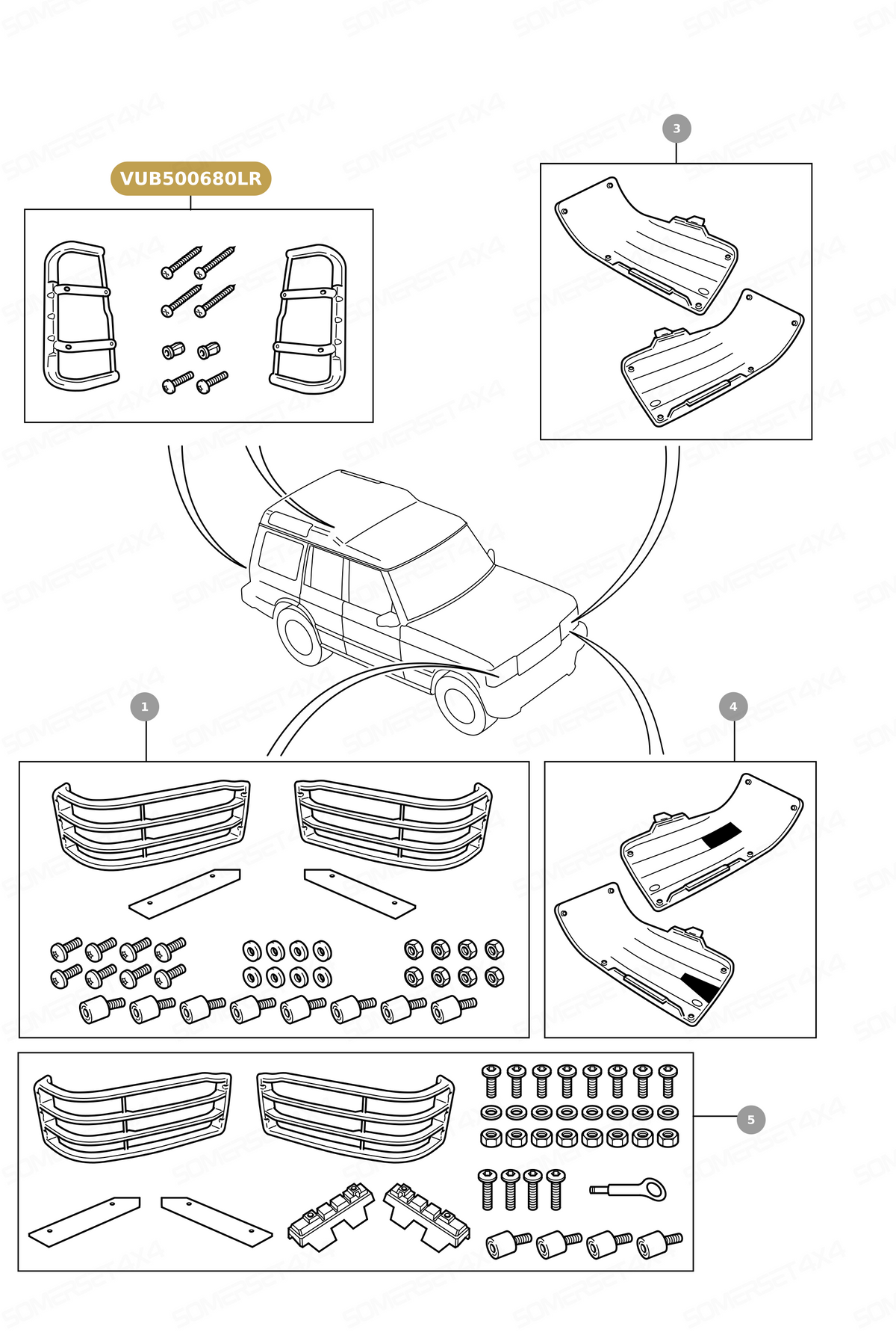 VUB500680LR GENUINE LAND ROVER - GUARD - REAR LAMPS -SET