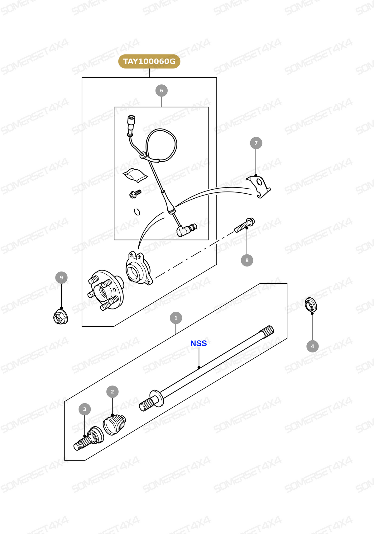 TAY100060G LAND ROVER - HUB ASSEMBLY - WITH SENSOR From PR2 ALLMAKES OE