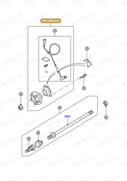TAY100060G LAND ROVER - HUB ASSEMBLY - WITH SENSOR From PR2 ALLMAKES OE