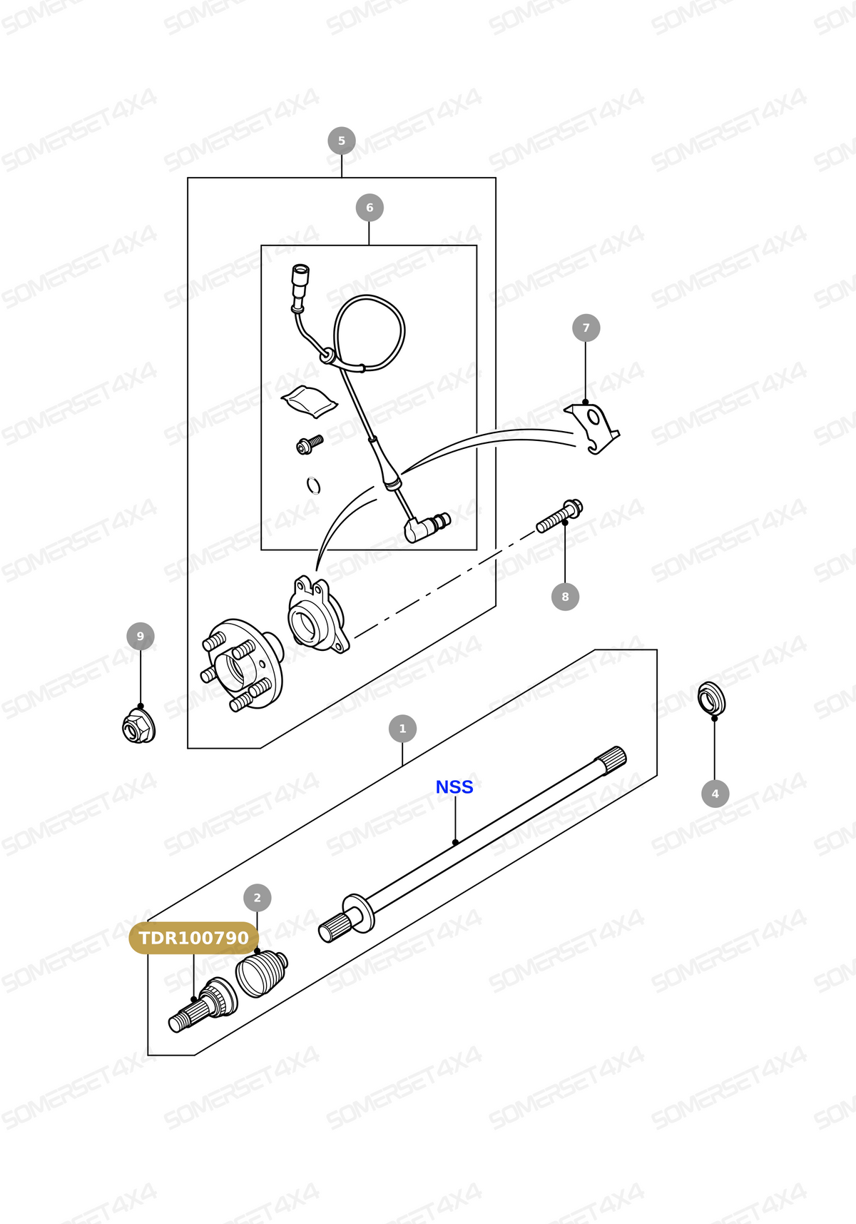 TDR100790 LAND ROVER - CV JOINT - FRONT DRIVESHAFT AND HUB From ALLMAKES
