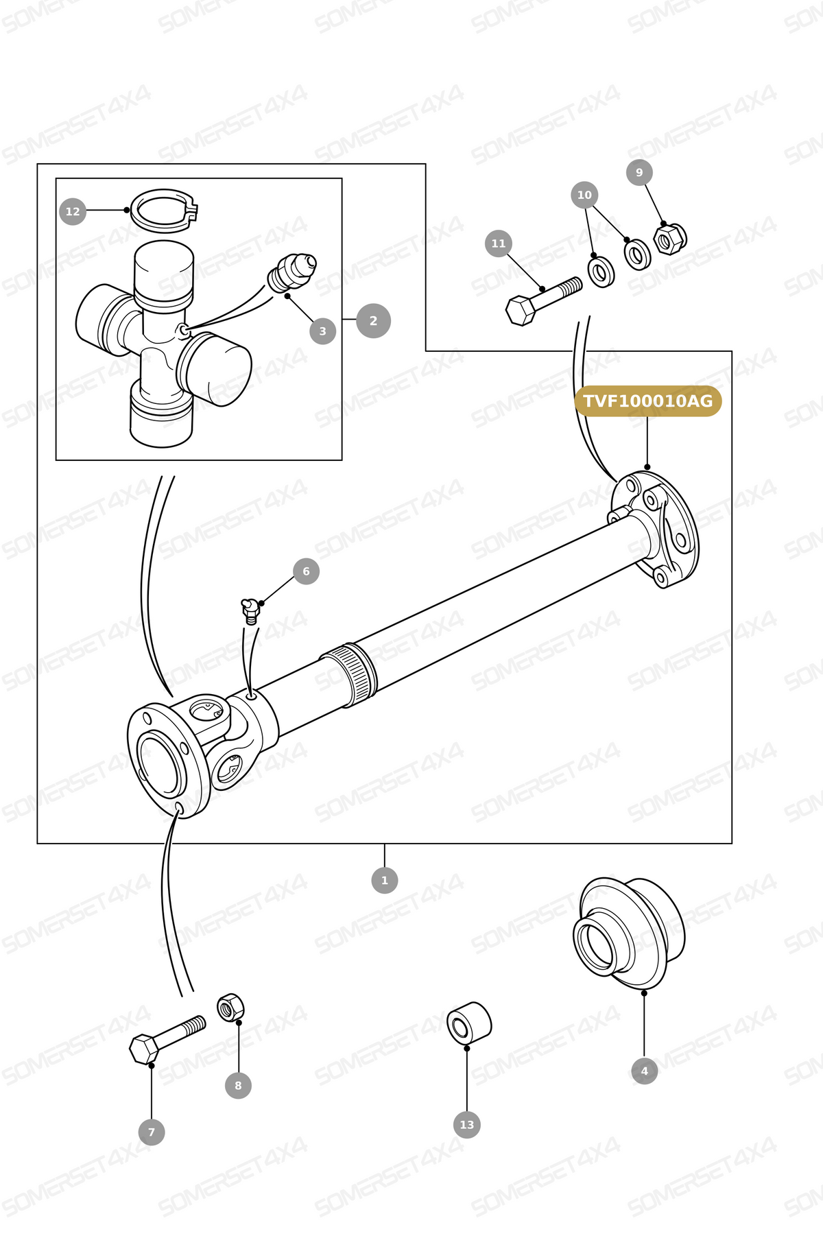 TVF100010AG LAND ROVER - COUPLING - RUBBER - PROPSHAFT - REAR From HARDY SPICER