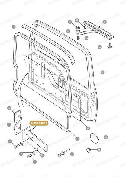 BHB700032 LAND ROVER - HINGE ASSEMBLY - DOOR - REAR - UPPER From ALLMAKES