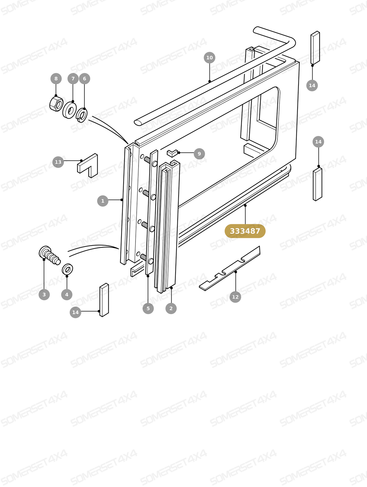 333487 LAND ROVER - SEAL RUBBER - UPPER BODY - STATION WAGON 110 - LOWER From ALLMAKES