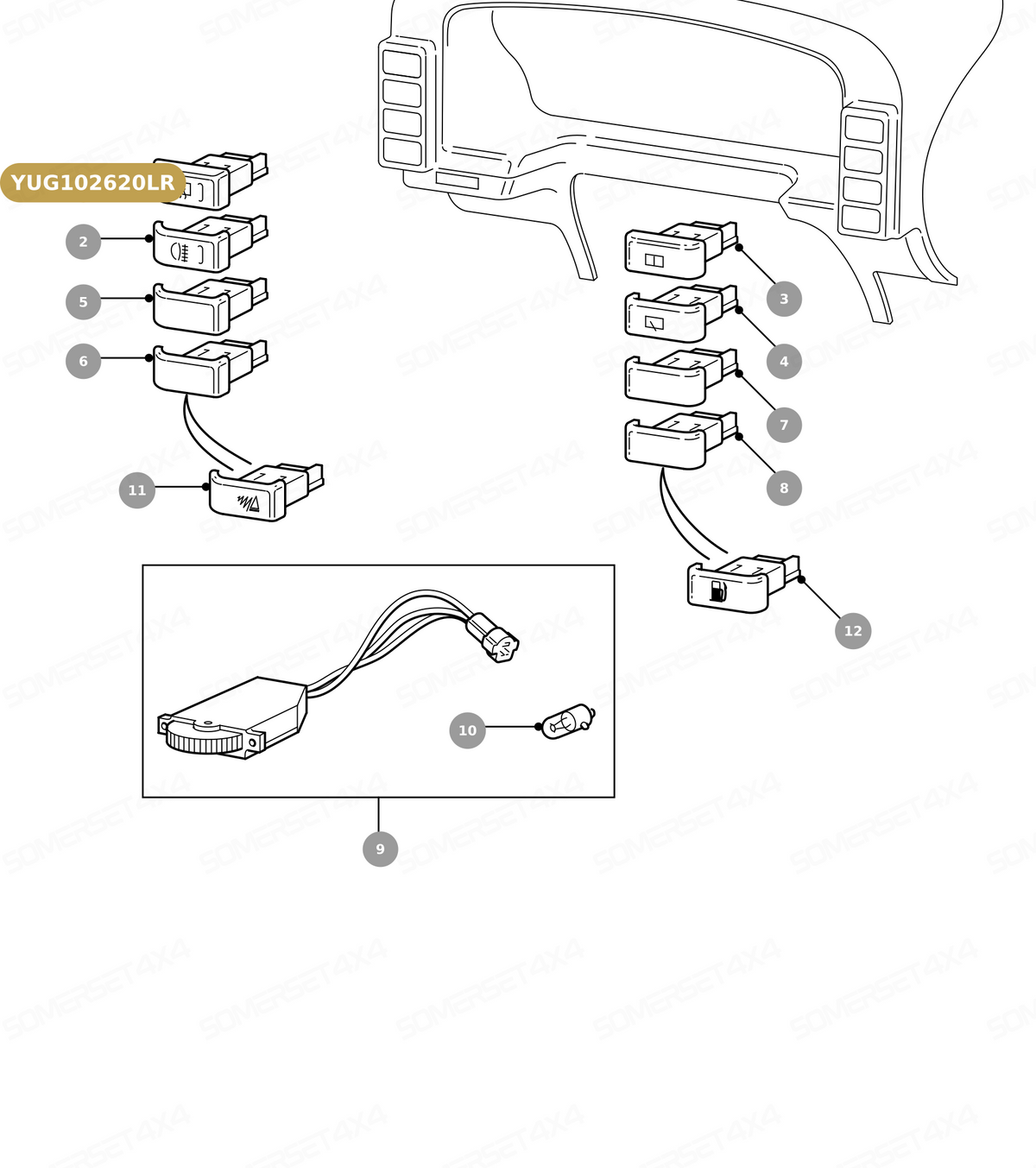 YUG102620LR GENUINE LAND ROVER - SWITCH