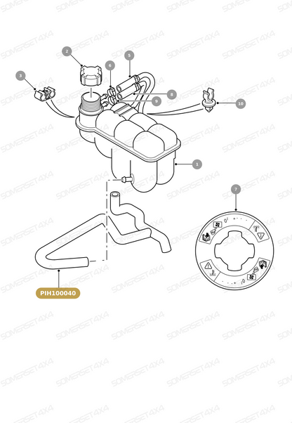 PIH100040 LAND ROVER - HOSE - COOLANT - EXPANSION TANK TO FUEL COOLER RAIL From ALLMAKES