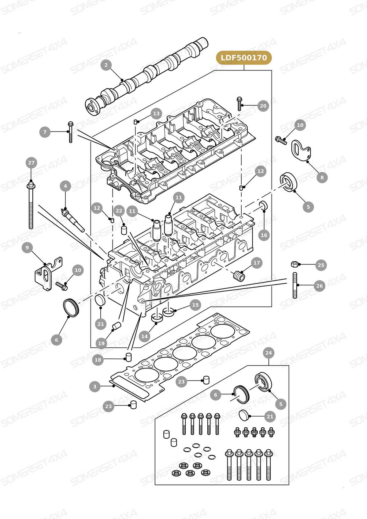 LDF500170 LAND ROVER - CYLINDER HEAD ASSY - NEW WITH VALVES - TD5 From AMC