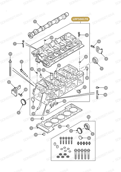 LDF500170 LAND ROVER - CYLINDER HEAD ASSY - NEW WITH VALVES - TD5 From AMC