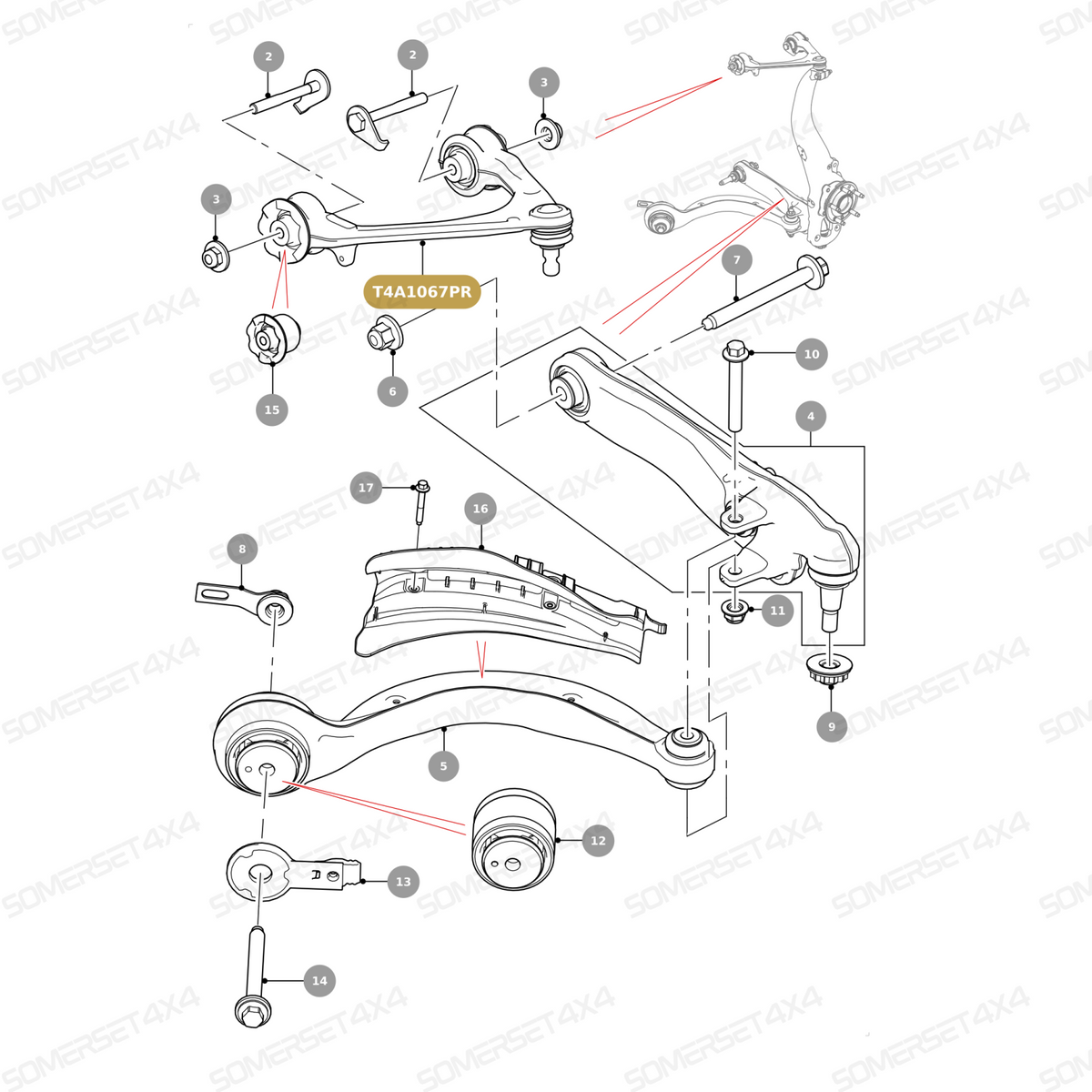 T4A1067PR JAGUAR - SUSPENSION ARM -FRONT-UPPER-RH  X761 From PROEVO+