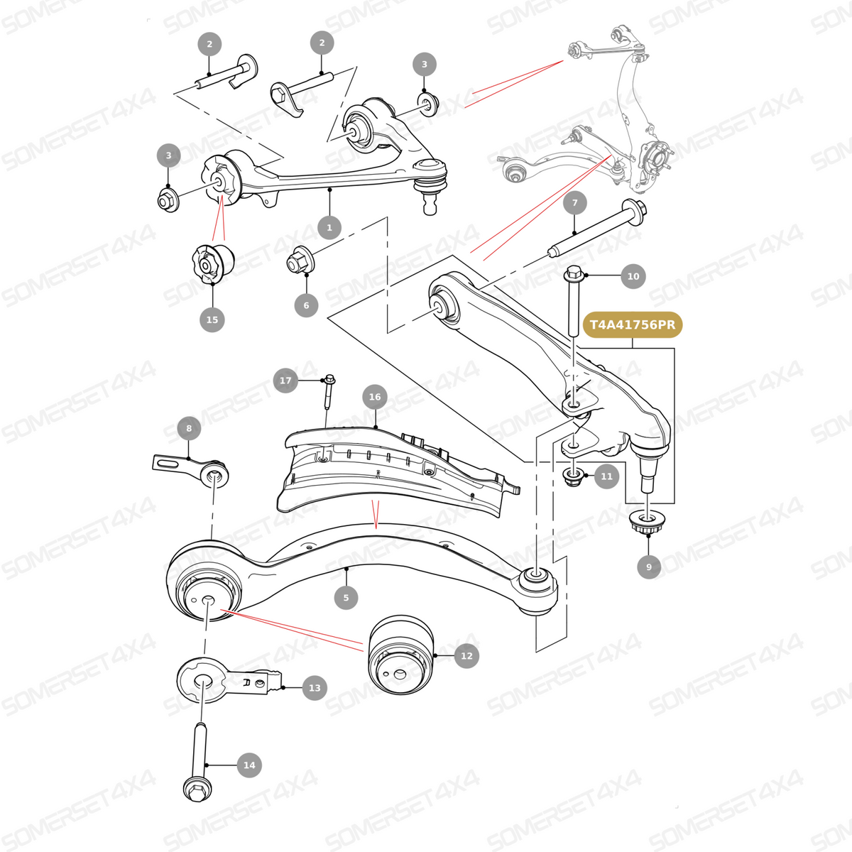 T4A41756PR JAGUAR - SUSPENSION ARM-FRONT LOWER-RH X761 From PROEVO+