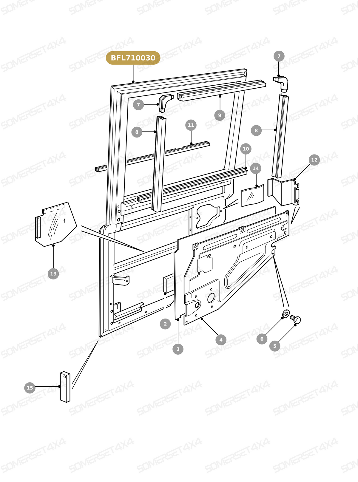 BFL710030 LAND ROVER - DOOR ASSY - REAR - LH - FITS From PR2 ALLMAKES OE