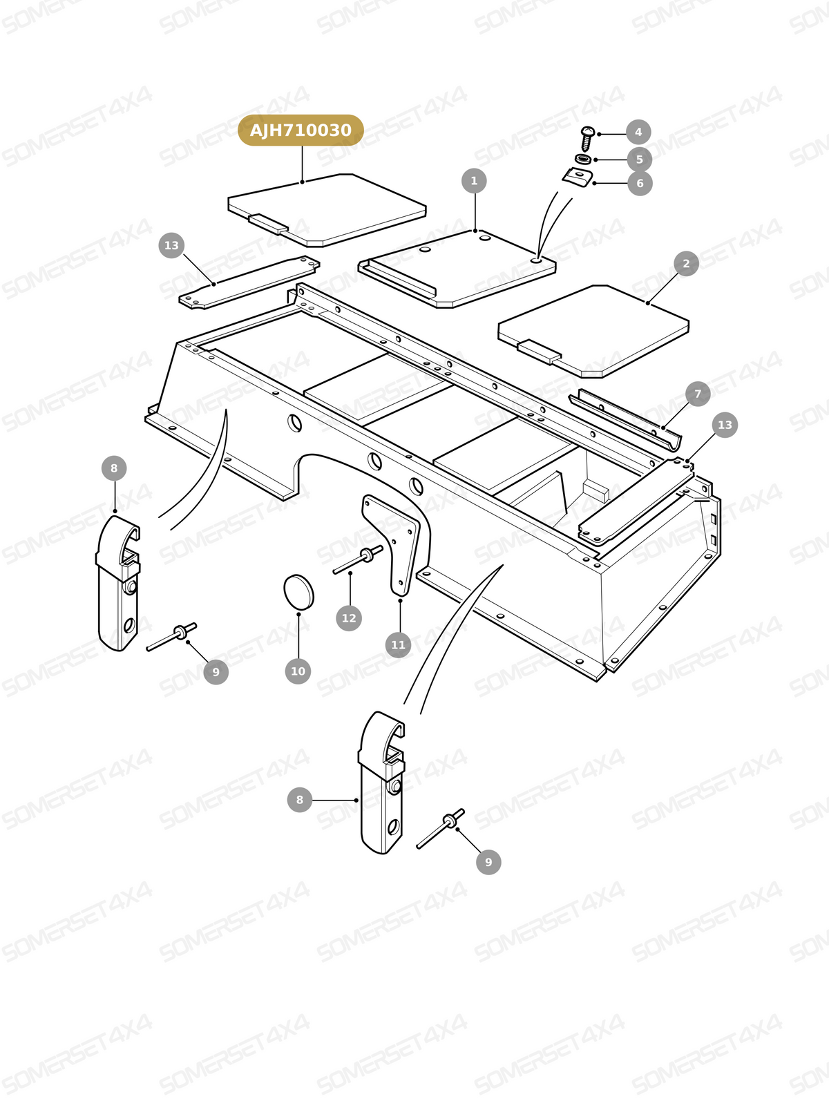 AJH710030 LAND ROVER - LID ASSEMBLY LOCKER From ALLMAKES