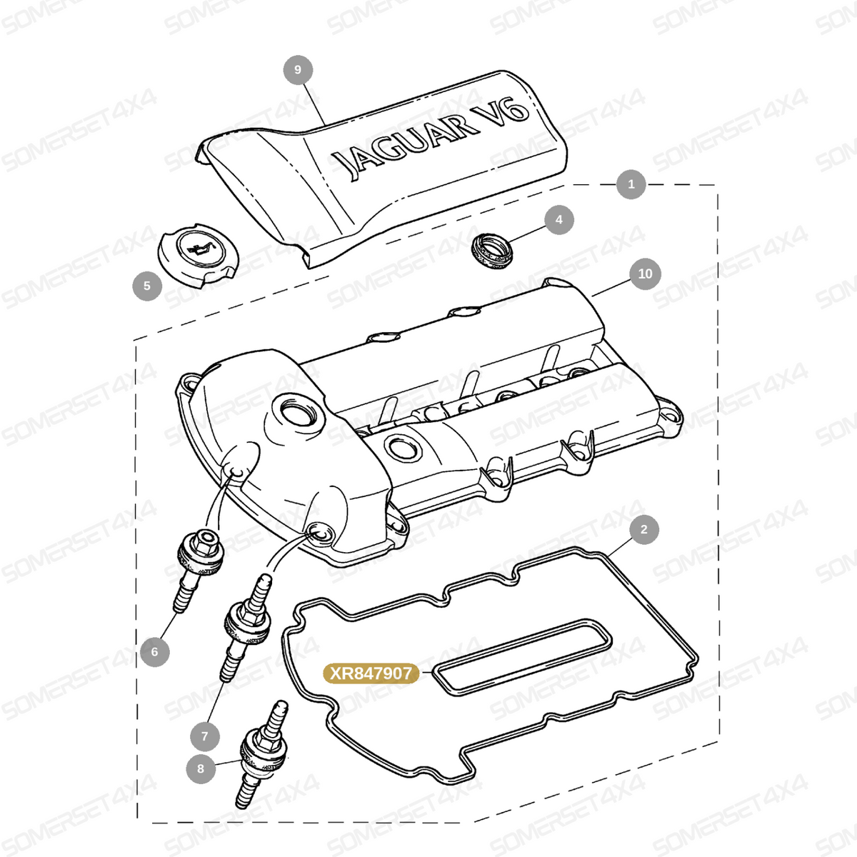 XR847907 GENUINE JAGUAR - SEAL-SPARK PLUG BOSS