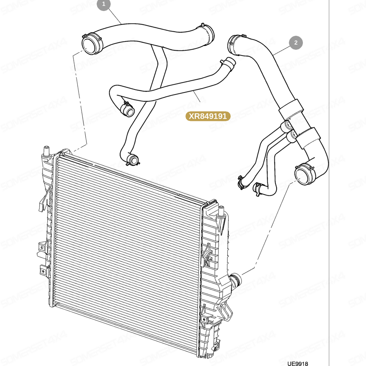 XR849191 GENUINE JAGUAR - HOSE-HEATER