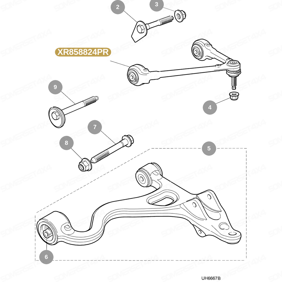 XR858824PR JAGUAR - WISHBONE-FRONT-UPPER-LH >(V)M45254  X200 From PROEVO+